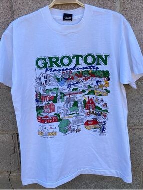 Vintage 90s Groton Massachusetts Single Stitch Graphic Souvenir T-Shirt Large